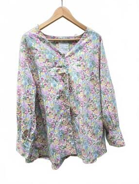 McVerdi English Garden Floral Button Up Blouse With Liberty of London Fabric XL